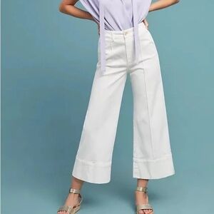 Chino by Anthropologie White Pintucked Wide Leg Cropped Pants Sz. 4